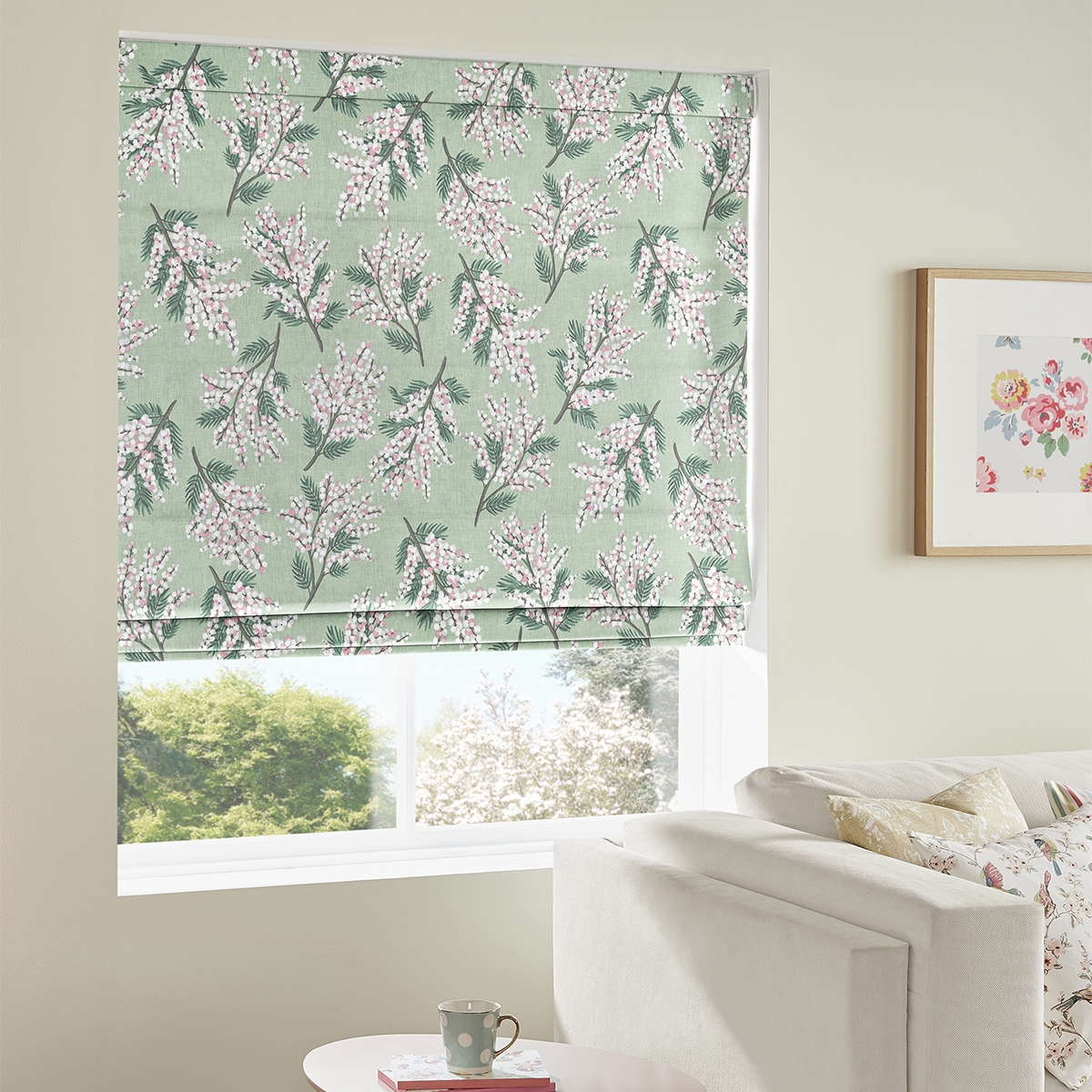 Product photograph of Cath Kidston Mimosa Flower Multi Roman Blind from Choice Furniture Superstore.